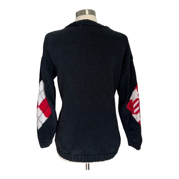 Izod Vintage Plaid Argyle Holiday Christmas Sweater Medium - Picture 3 of 12